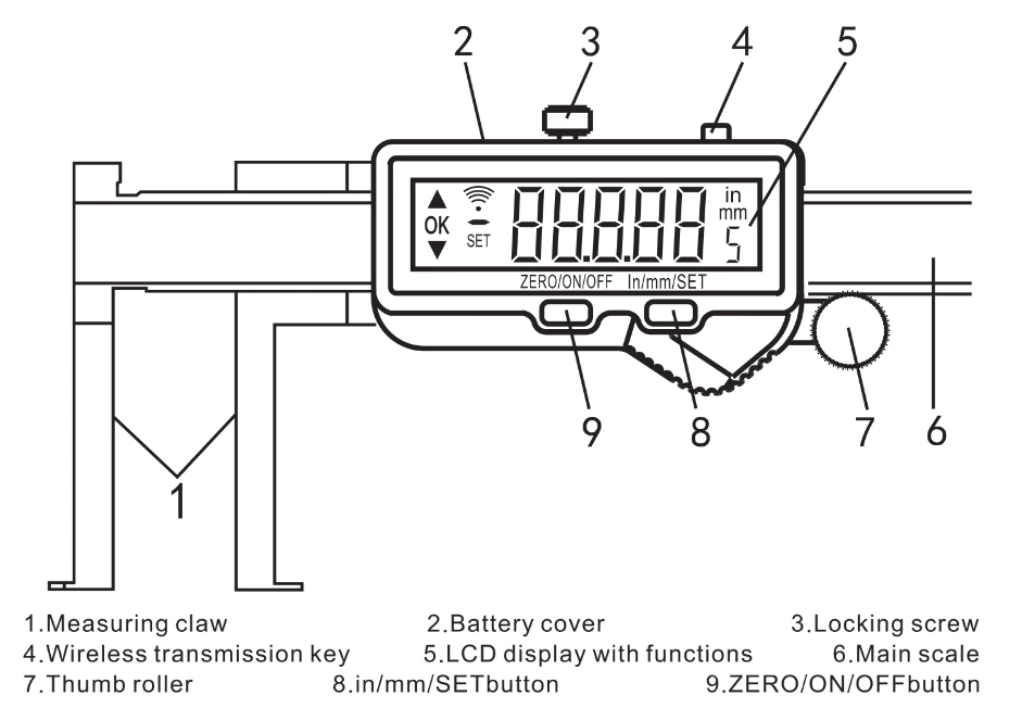 5130L Built-in Wireless Inside groove Digital caliper with knife edge