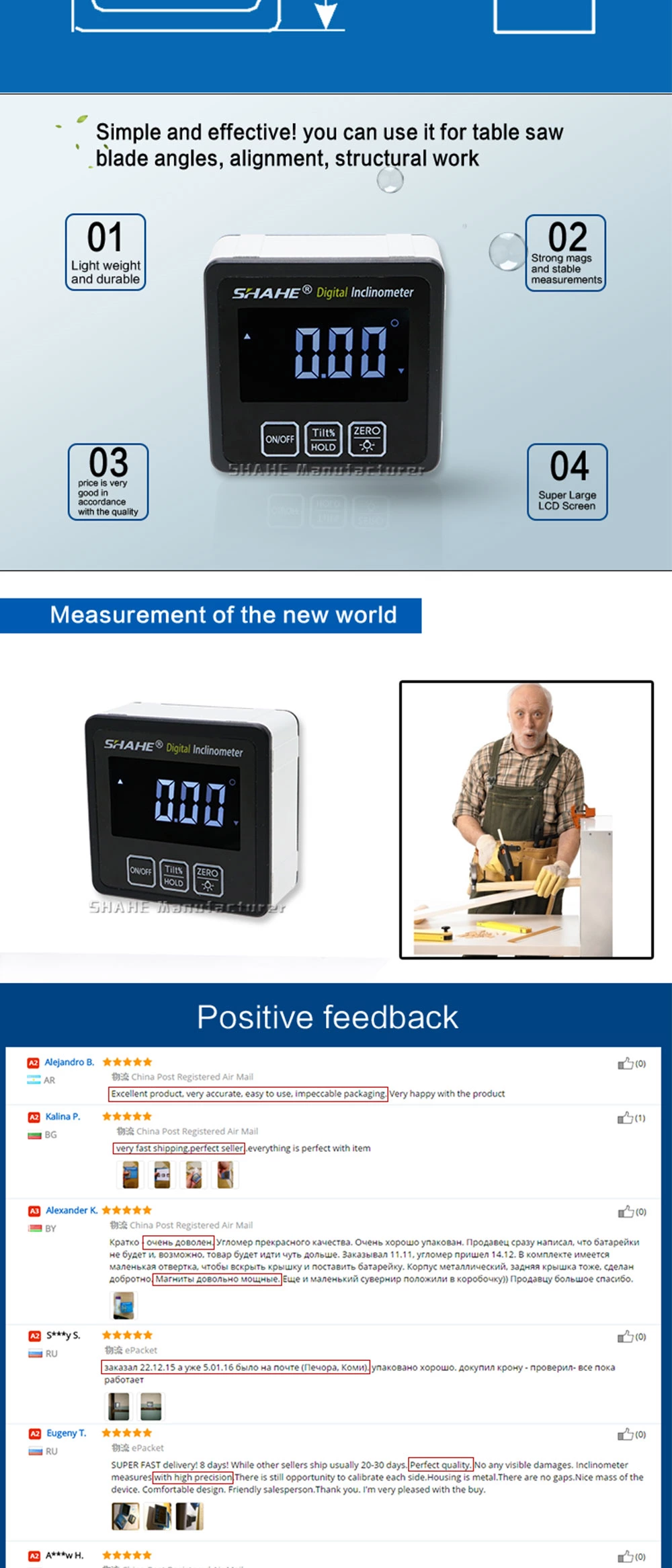 5515-90BW Aluminum alloy Digital inclinometer with white word