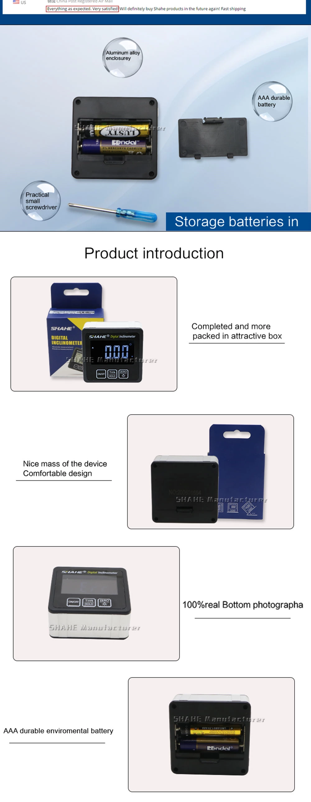 5515-90BW Aluminum alloy Digital inclinometer with white word