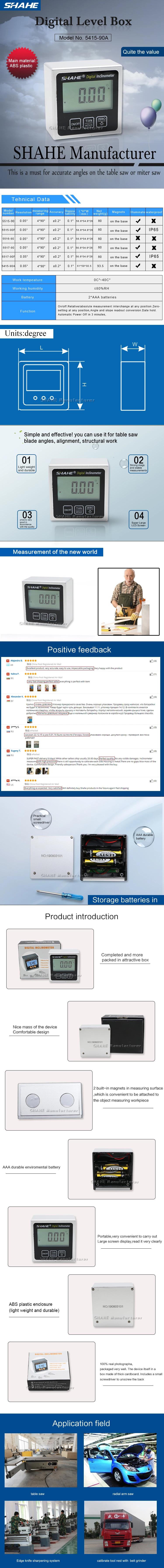 5516-90 Plastic Digital inclinometer with  one side magnet Type 2