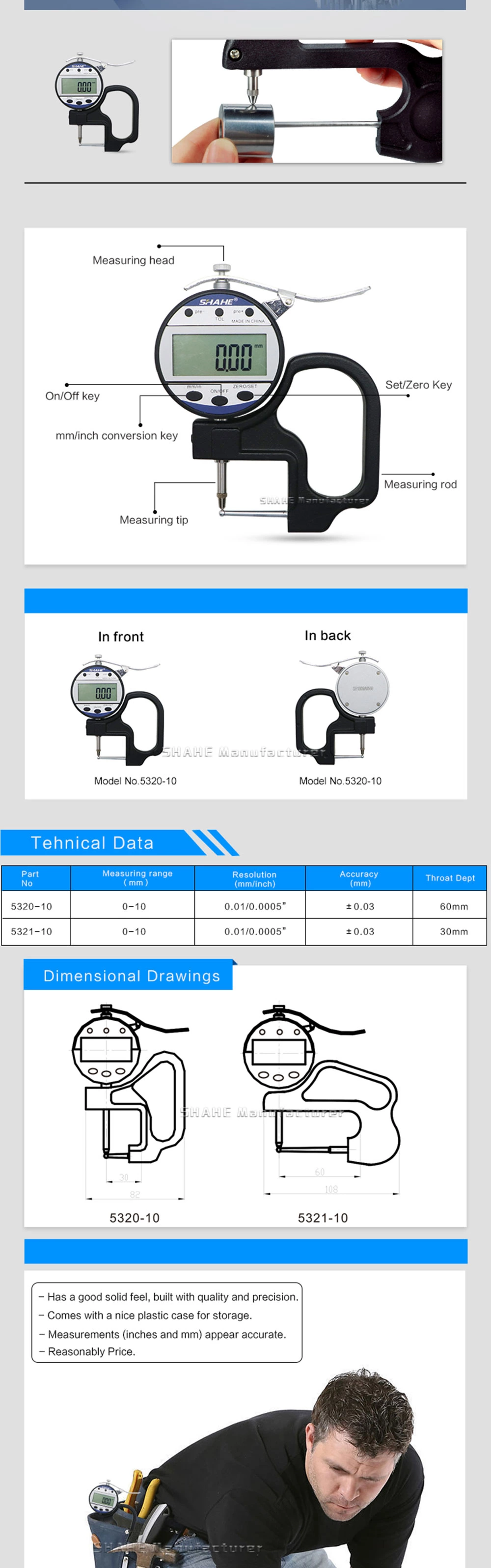 5320 0.01mm Digital Tube thickness gauge