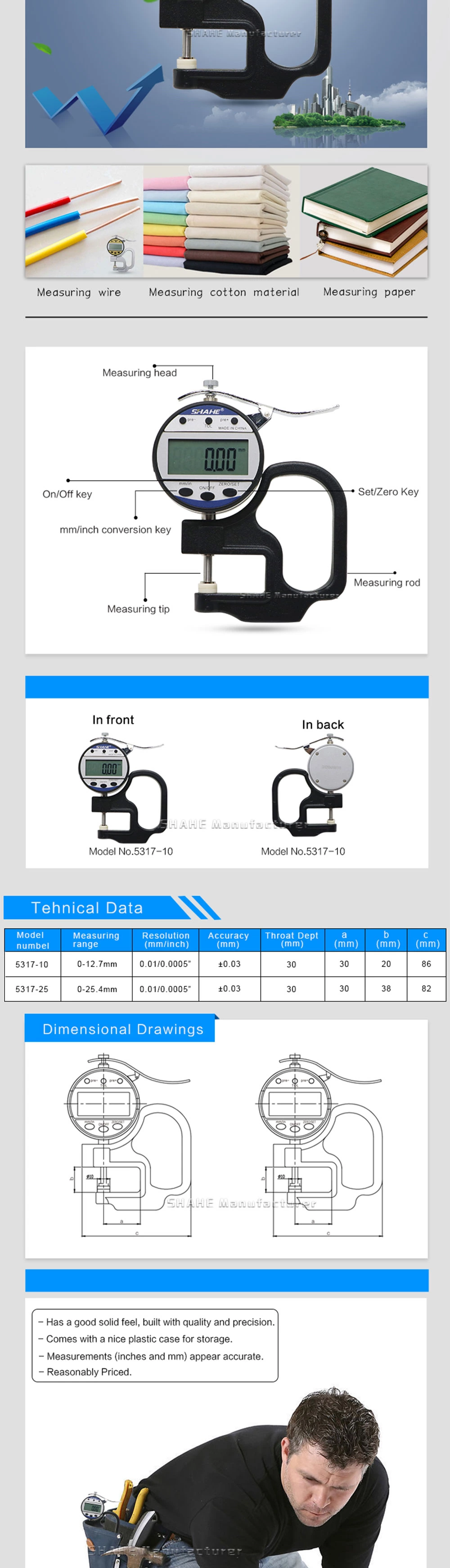 5317 0.01mm Digital thickness gauge