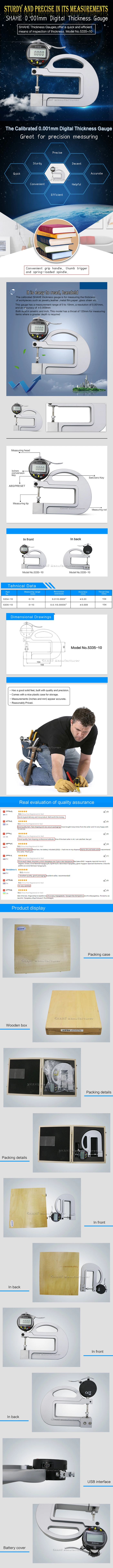 5335 0.001mm Digital thickness gauge with roller insert