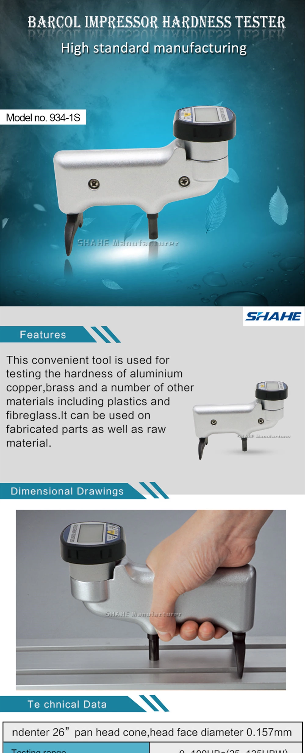 934-1S Digital Barcol Impressor Hardness Tester