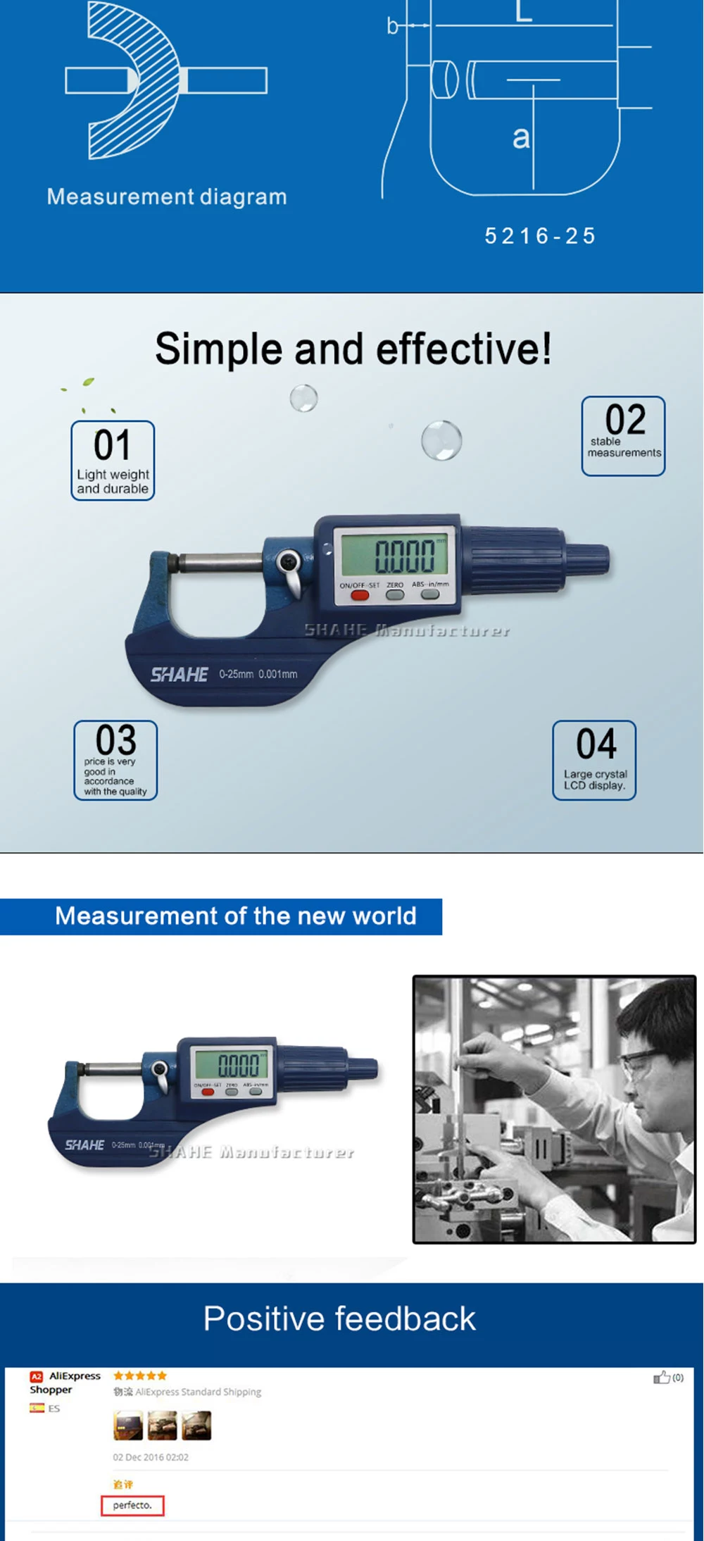 5216 Digital tube Micrometer with Single Round head