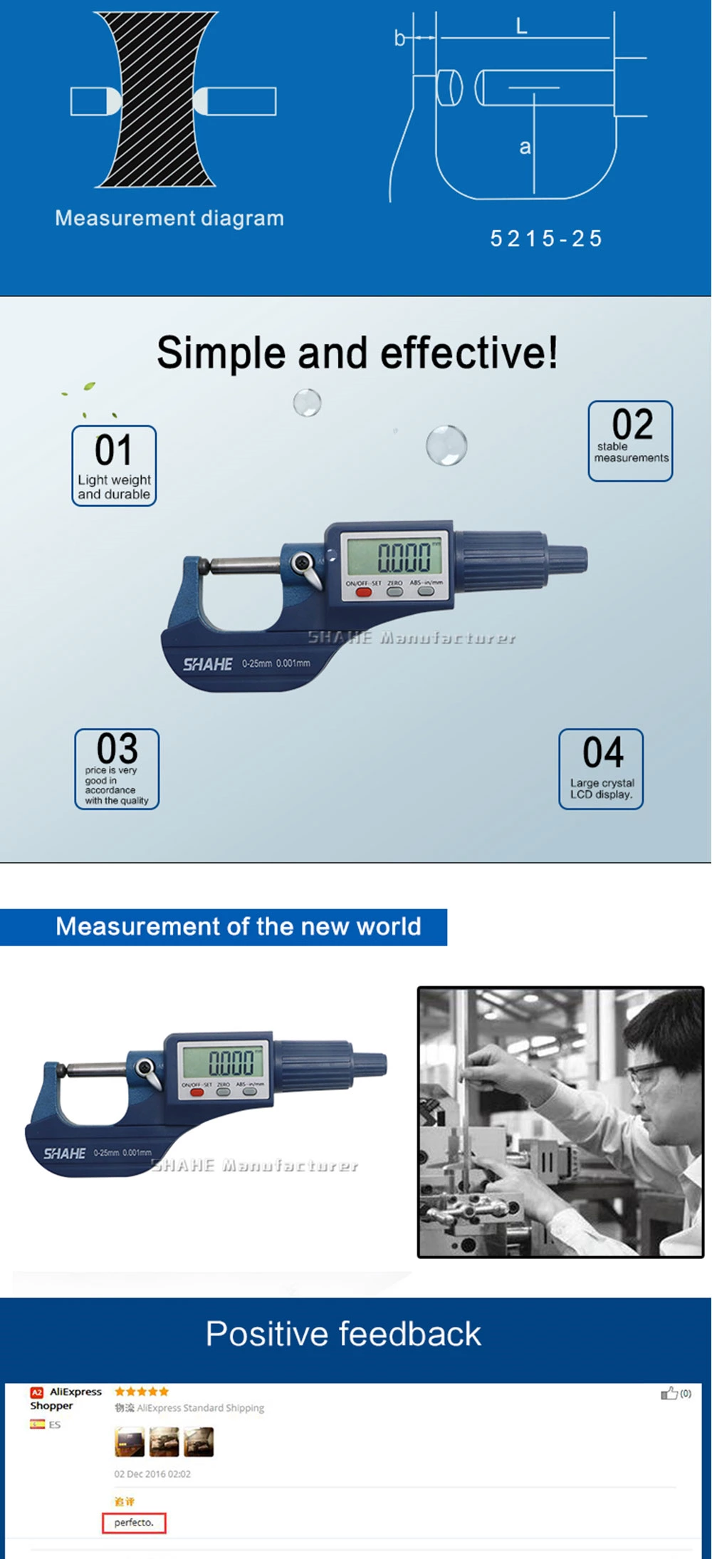 5215 Digital tube Micrometer with Double Round head