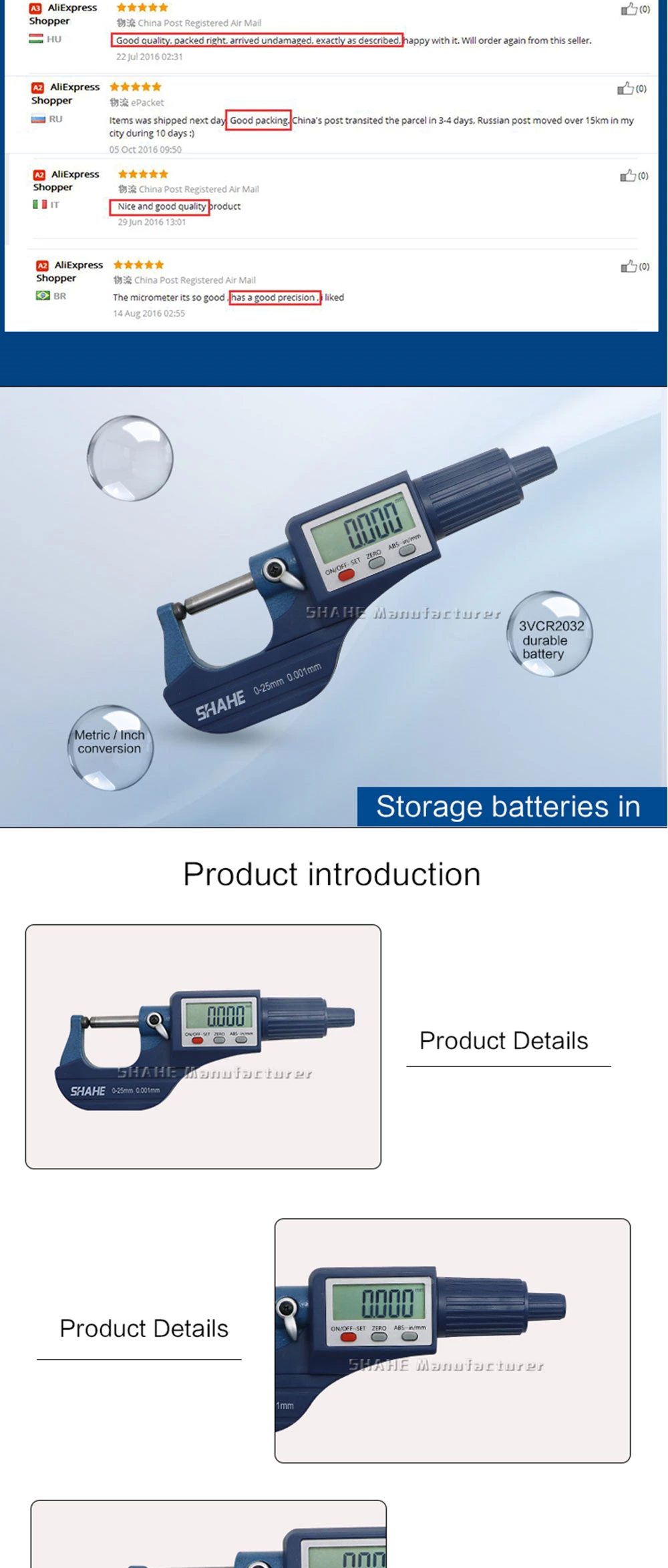 5215 Digital tube Micrometer with Double Round head